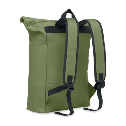 Rucsac rolltop olive din poliester 600d cu barete negre reglabile si catarame ajustabile