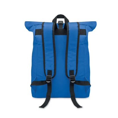 Rucsac rolltop albastru vibrant din poliester 600d cu bretele si catarame negre