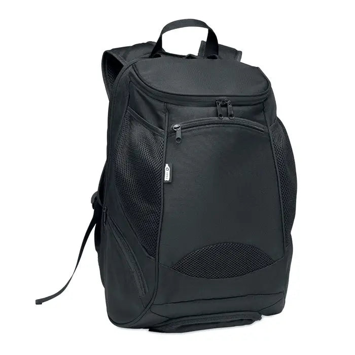 Rucsac sport 600d rpet negru din plasă și nailon cu multiple compartimente cu fermoar pentru laptop