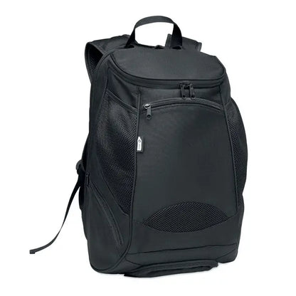 Rucsac sport 600d rpet negru din plasă și nailon cu multiple compartimente cu fermoar pentru laptop