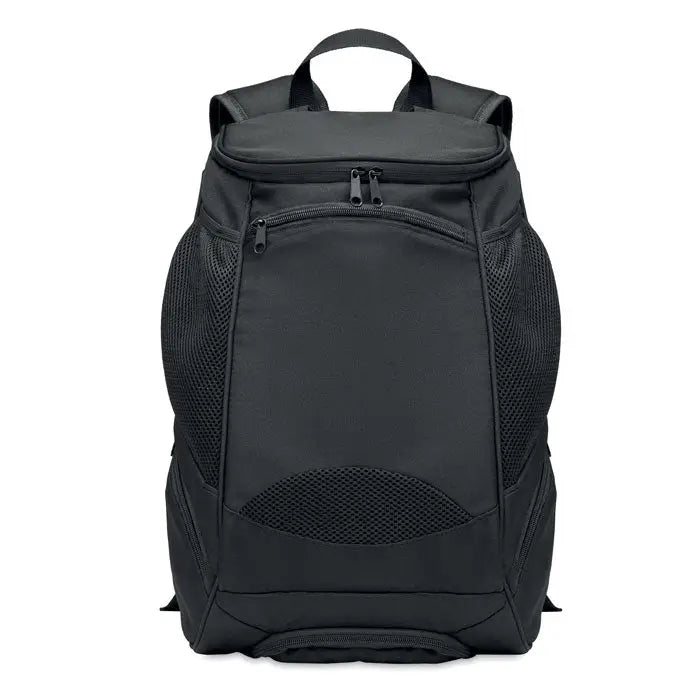 Rucsac sport 600d rpet negru din plasă și nailon cu compartimente cu fermoar pentru activități sportive