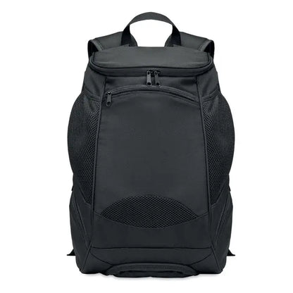 Rucsac sport 600d rpet negru din plasă și nailon cu compartimente cu fermoar pentru activități sportive
