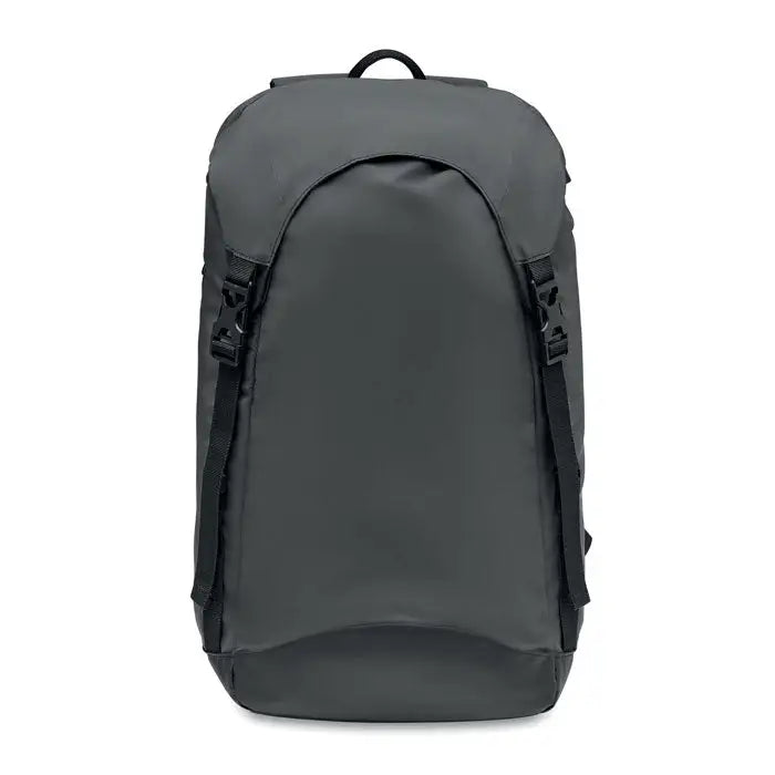 Rucsac stralucitor 190t din material 190t de culoare gri inchis cu bretele si inchideri negre minimalist