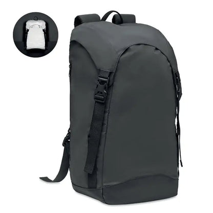 Rucsac stralucitor 190t din nylon gri inchis cu bretele negre si inchideri cu catarama