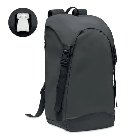 Rucsac stralucitor 190t din nylon gri inchis cu bretele negre si inchideri cu catarama
