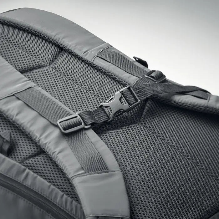 Gray mesh rucsac stralucitor 190t cu barete reglabile si catarama neagra din plastic