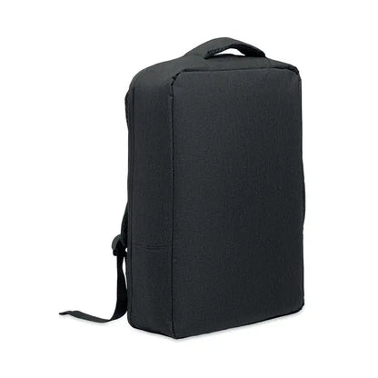 Rucsac subtire pentru laptop 15 inchi negru texturat cu maner superior si bretele reglabile