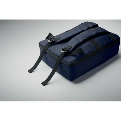 Rucsac subtire pentru laptop de 15 inchi navy albastru cu bretele negre si fermoare distincte