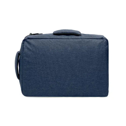 Rucsac subtire pentru laptop de 15 inchi din material texturat bleumarin cu maner superior si prindere laterala