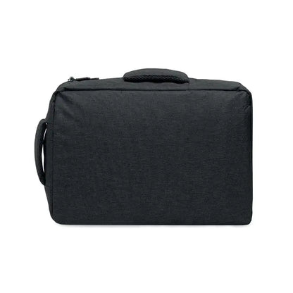 Rucsac subtire pentru laptop de 15 inchi din material texturat negru cu maner superior si prindere laterala