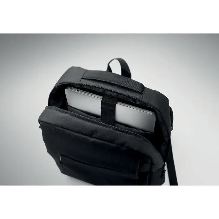 Rucsac subtire pentru laptop de 15 inch negru din nylon cu interior captusit si bretele reglabile