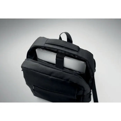 Rucsac subtire pentru laptop de 15 inch negru din nylon cu interior captusit si bretele reglabile