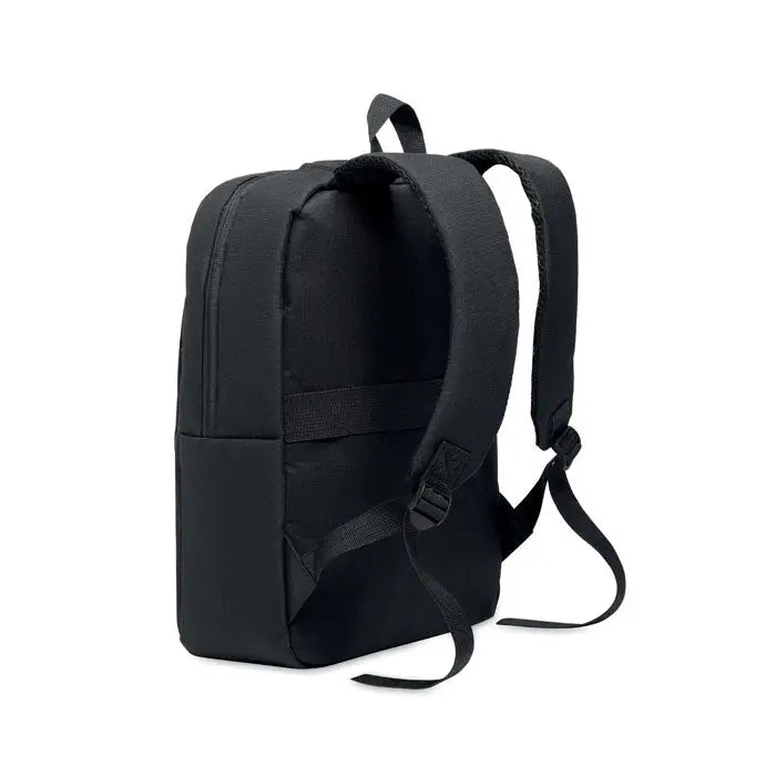 Rucsac subtire pentru laptop de 15 inchi din nylon negru cu bretele reglabile si maner superior