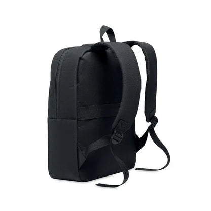 Rucsac subtire pentru laptop de 15 inchi din nylon negru cu bretele reglabile si maner superior