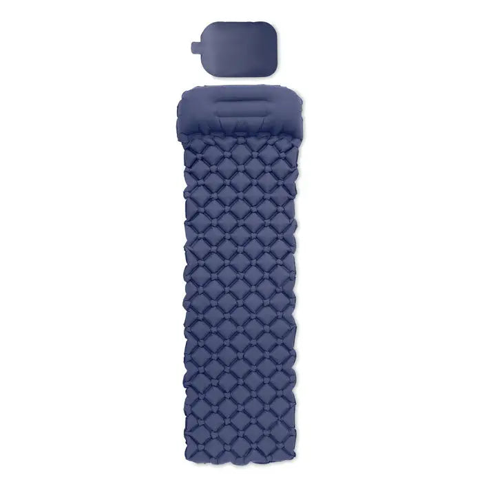 Saltea de dormit gonflabila navy albastru cu pompă atașată și material rezistent pentru camping și outdoor