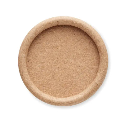 Coaster circular din carton maro deschis cu suprafata texturata si margine usor ridicata pentru sampon vegan unisex