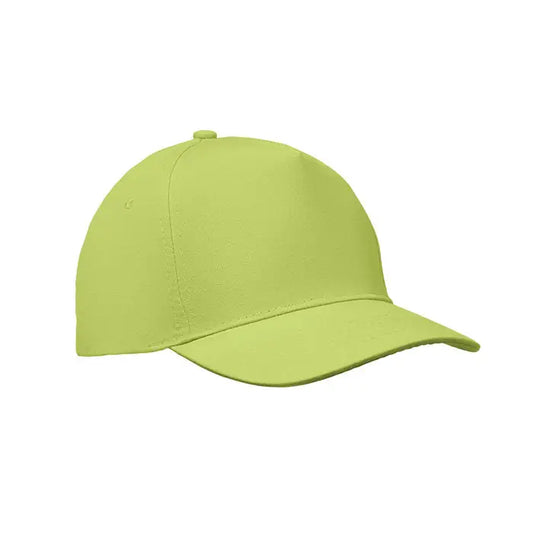 Sapca de baseball cu 5 panouri lime verde din material neted cu coroana structurata si cozoroc curbat