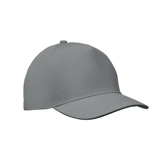 Sapca de baseball cu 5 panouri gri solid cu coroana structurata si bor curbat din material rezistent
