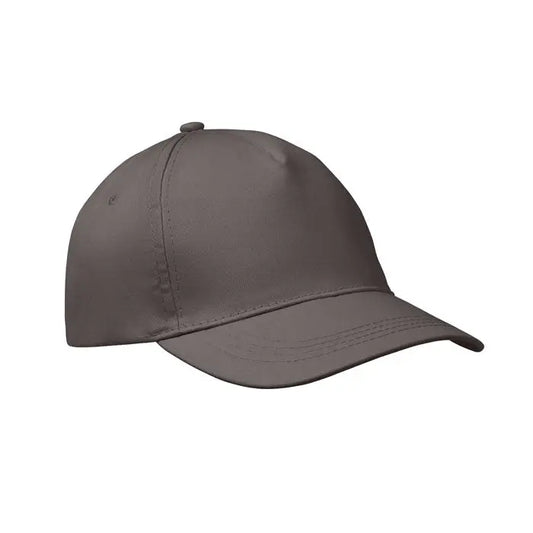 Sapca de baseball cu 5 panouri de culoare gri inchis, cu finisaj neted din material textil si cusaturi subtile