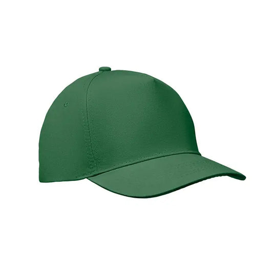 Sapca de baseball cu 5 panouri verde solida cu coroana structurata si vizor curbat din material durabil
