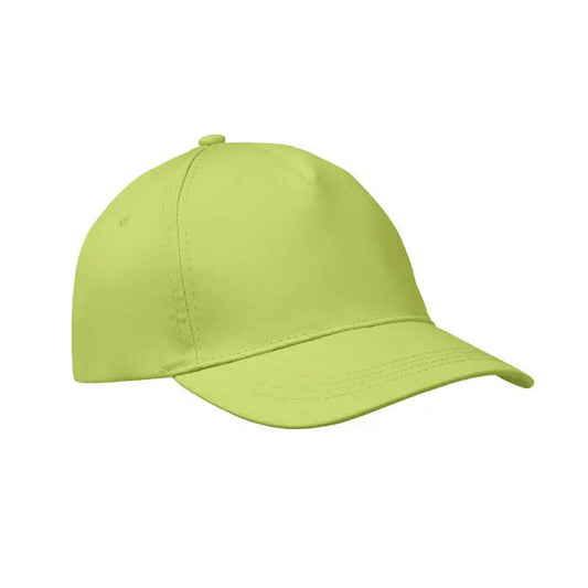 Sapca de baseball cu 5 panouri lime verde din material neted cu cozoroc curbat si croiala structurata