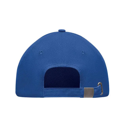 Sapca de baseball cu 5 panouri albastru royal cu bretea textila si catarama metalica argintie la spate
