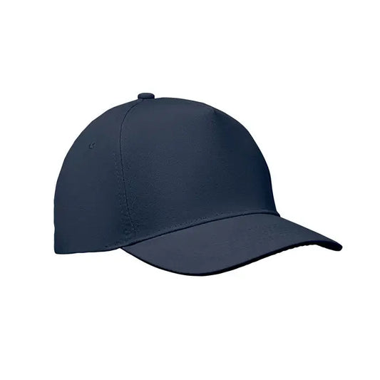Sapca de baseball cu 5 panouri bleumarin cu coroana structurata si cozoroc curbat din material rezistent