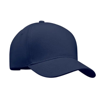 Navy blue sapcă de baseball cu 5 panouri, coroană structurată și cozoroc curbat din material rezistent
