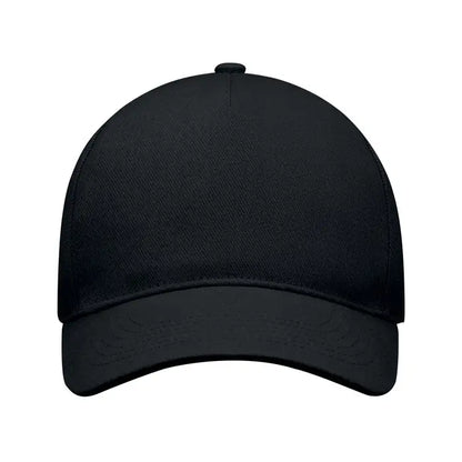 Sapca de baseball cu 5 panouri neagra cu coroana structurata si cozoroc curbat din material rezistent