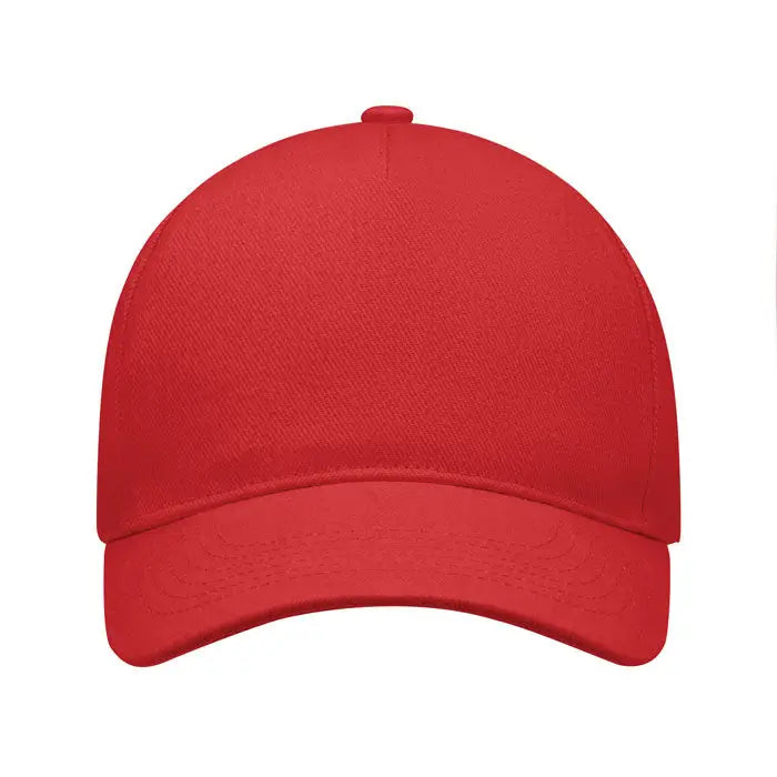 Sapca de baseball rosie cu design structurat in sase panouri si cozoroc cusut rezistent