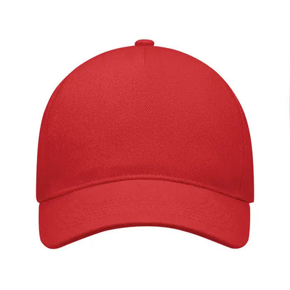 Sapca de baseball rosie cu design structurat in sase panouri si cozoroc cusut rezistent