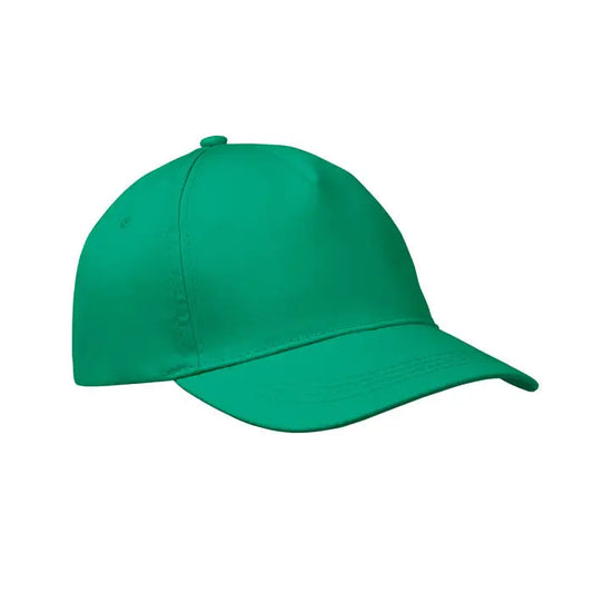 Sapca de baseball cu 5 panouri verde solid cu coroana structurata si bor curbat
