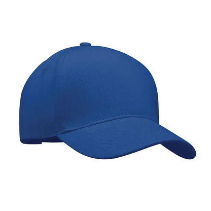 Sapca de baseball cu 5 panouri albastru regal cu structura rigida si cozoroc curbat pentru uz casual