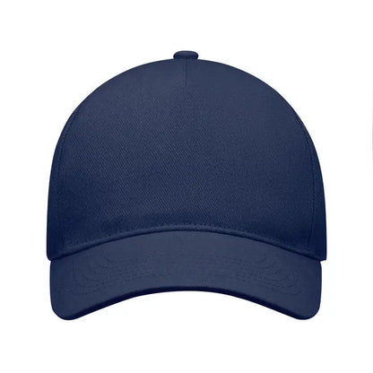 Sapca de baseball cu 5 panouri navy blue structurata cu cozoroc curbat si panouri cusute