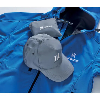 Sapca de baseball gri cu 5 panouri reflectorizante si logo nocturna alb pentru sport si casual