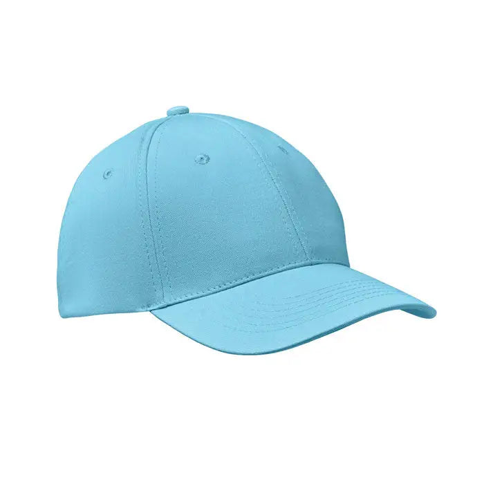 Sapca de baseball cu 6 panouri albastru deschis, cu viziera curbata si cusaturi vizibile