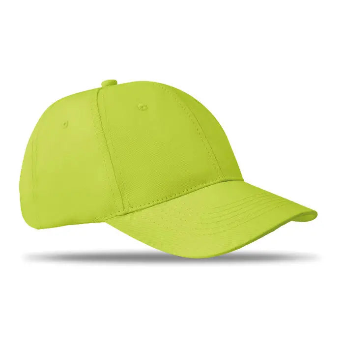 Sapca de baseball cu 6 panouri lime verde cu coroană structurată și cusături detaliate