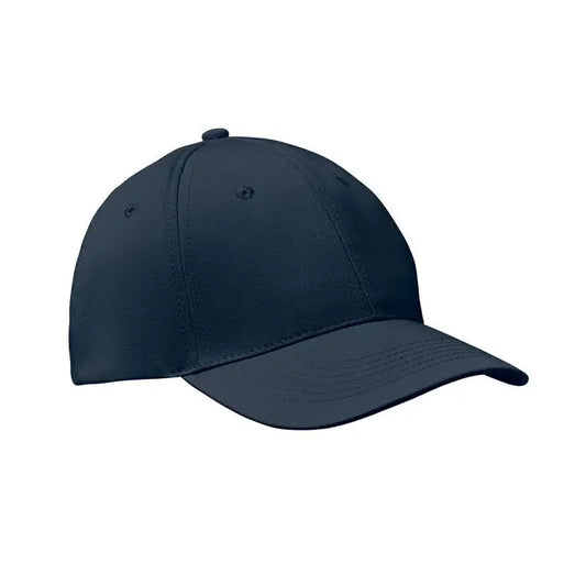 Sapca de baseball cu 6 panouri bleumarin cu coroana structurata si cozoroc curbat din material rezistent