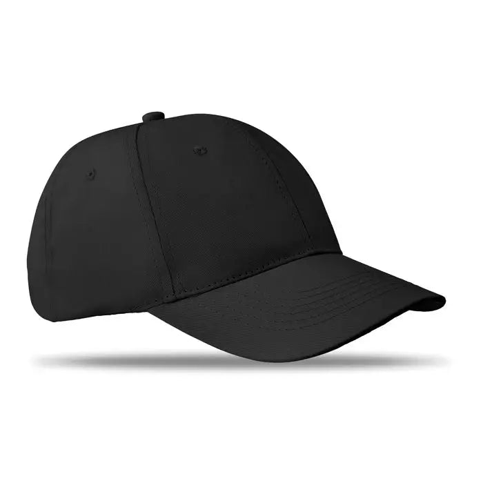 Sapca de baseball cu 6 panouri neagra cu coroana structurata si bor curbat din tesatura neteda