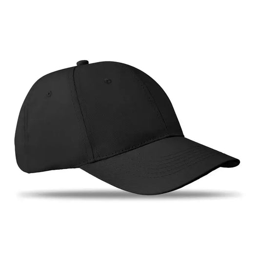 Sapca de baseball cu 6 panouri neagra cu coroana structurata si bor curbat din tesatura neteda