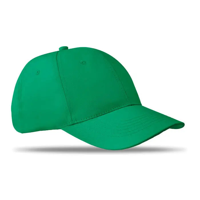 Sapca de baseball cu 6 panouri, verde solid, cu coroana structurata si cozoroc curbat