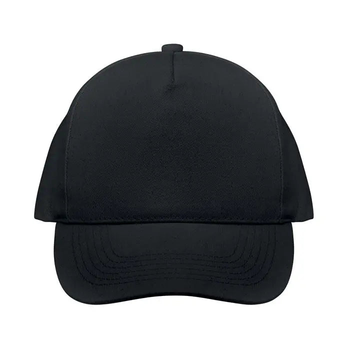 Sapca de baseball neagra cu coroana structurata si cozoroc curbat din bumbac organic durabil