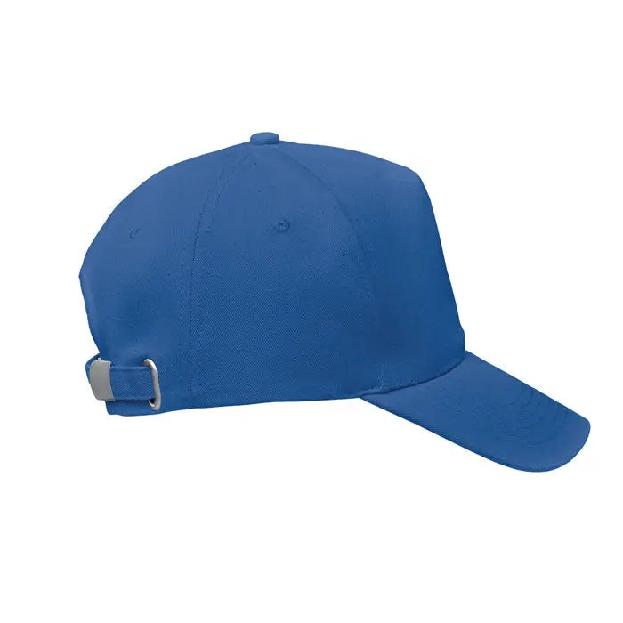 Sapca de baseball din bumbac organic albastru regal cu coroana structurata si curea ajustabila vazuta din spate