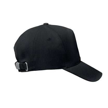 Sapca de baseball neagra din bumbac organic cu cupola structurata si curea reglabila la spate