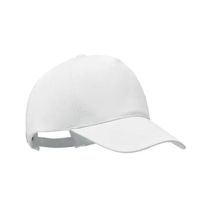 Sapca de baseball alba din bumbac organic cu cozoroc curbat si curea ajustabila la spate