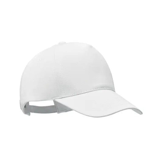 Sapca de baseball alba din bumbac organic cu cozoroc curbat si curea ajustabila la spate