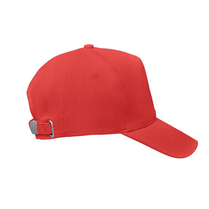 Sapca de baseball rosie din bumbac organic cu coroana structurata si bareta argintie ajustabila la spate