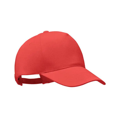 Sapca de baseball rosie cu coroana structurata si vizor curbat din bumbac organic rezistent