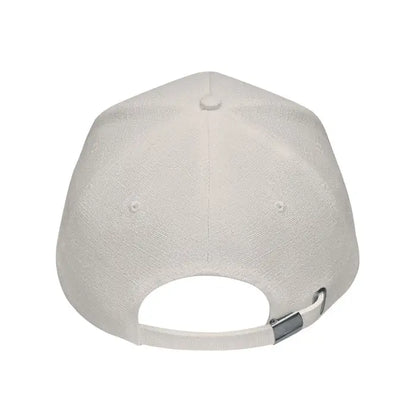 Sapca de baseball din canepa 370 gr/m² cu textură off-white și bretea metalică argintie la spate