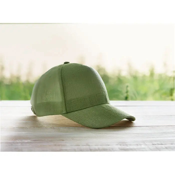Sapca de baseball verde măsliniu din cânepă 370 gr/m² cu finisaj texturat și panouri structurate